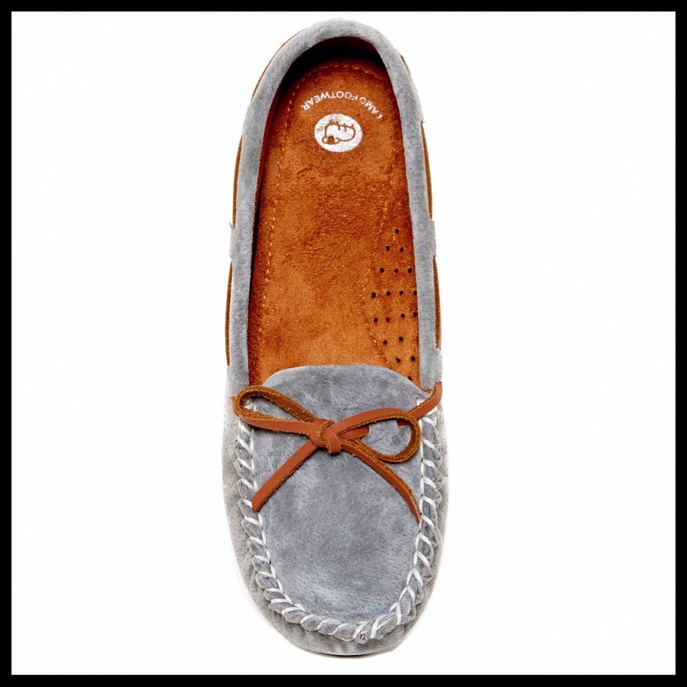 GREY GENUINE SUEDE SLIP ON MOCCASIN FLATS - Picture 3 of 8